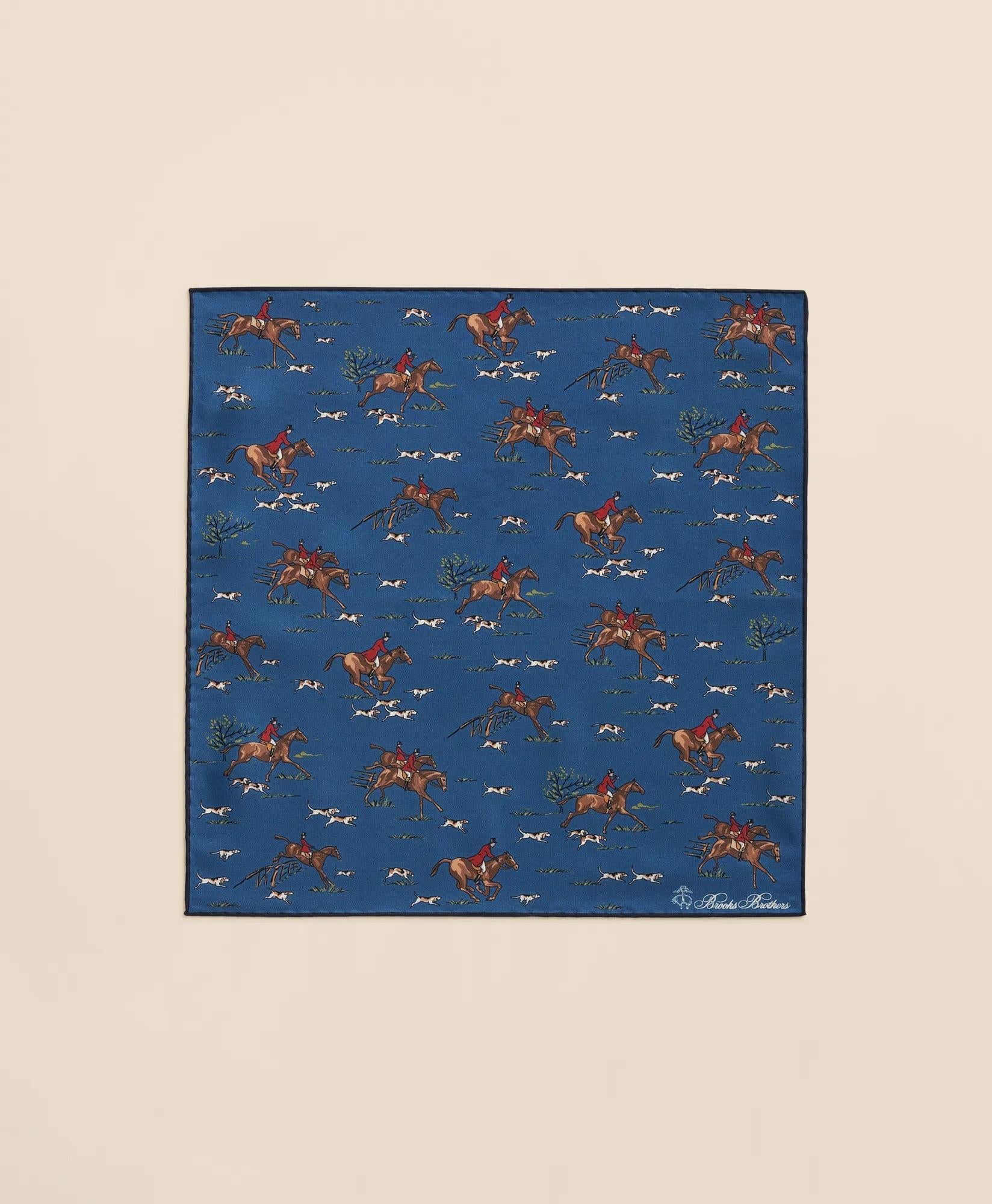 Equestrian Motif Silk Pocket Square | Brooks Brothers cheap