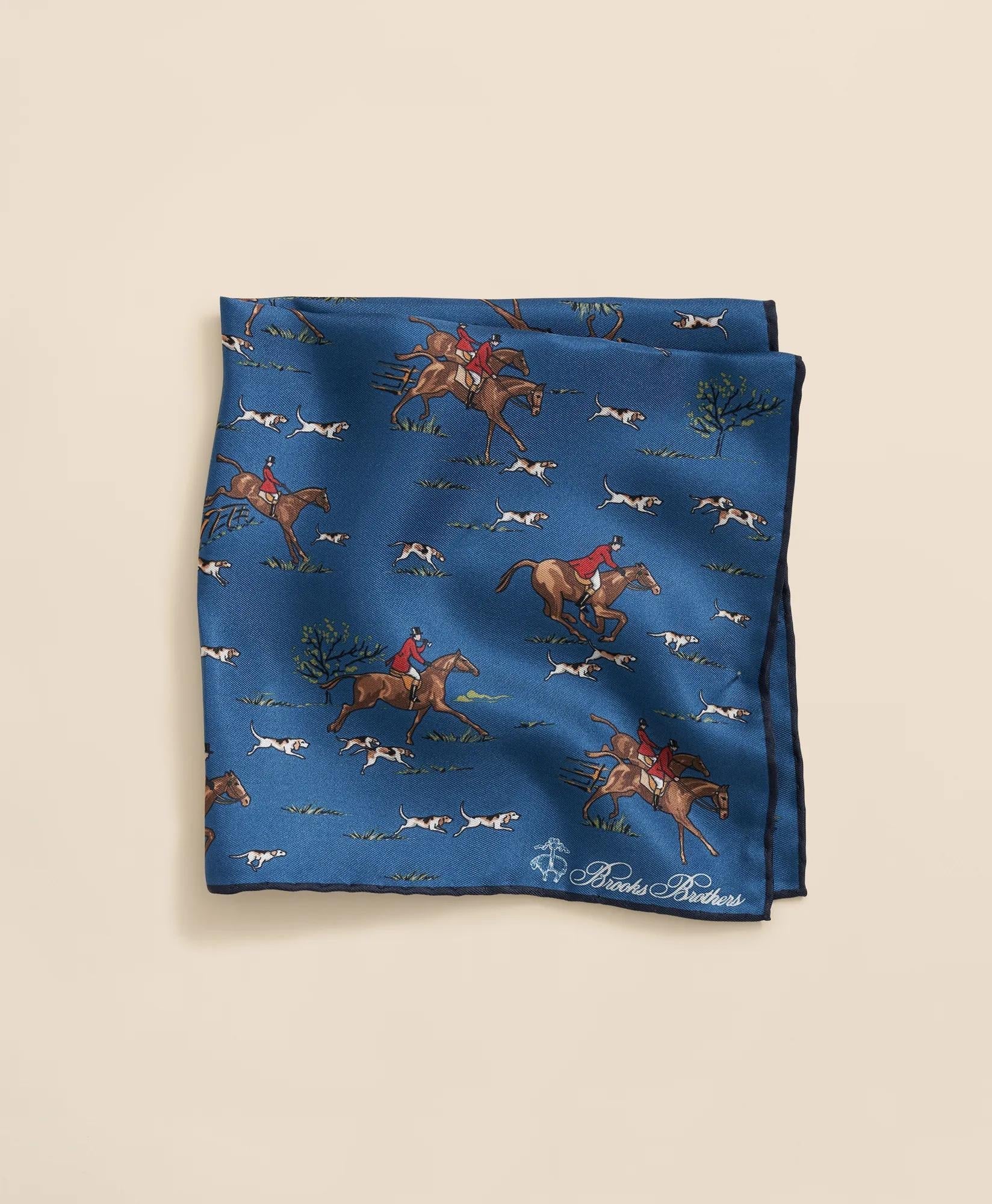 Equestrian Motif Silk Pocket Square | Brooks Brothers cheap
