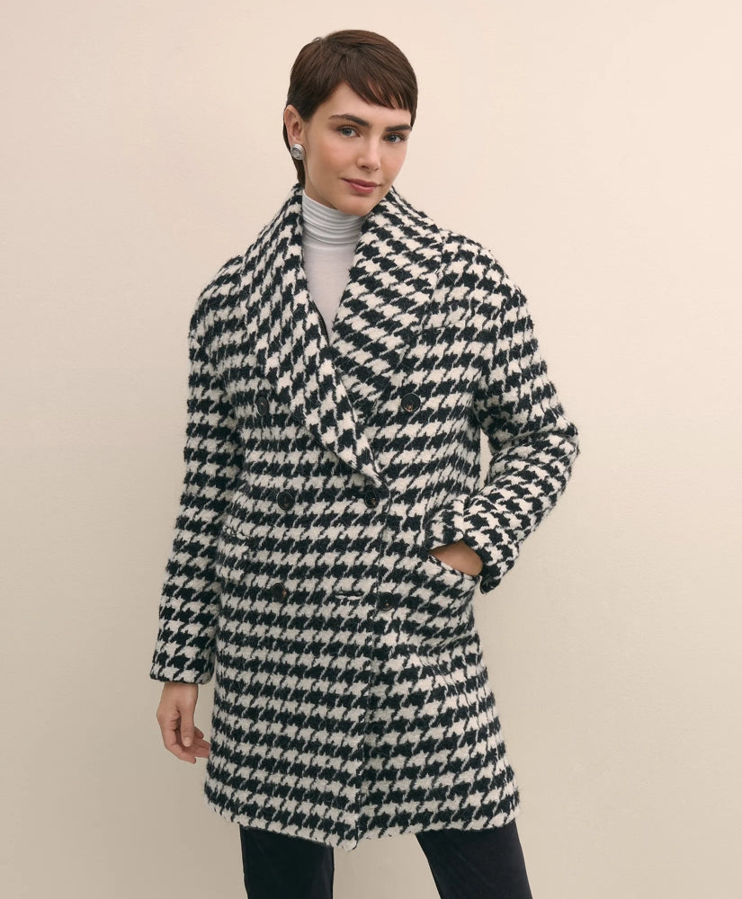 Oversized Wool Houndstooth Coat | Brooks Brothers online