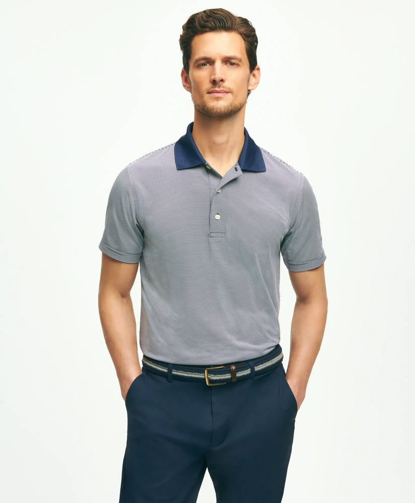 Performance Series Micro Stripe Jersey Polo Shirt | Brooks Brothers discount - US 7482