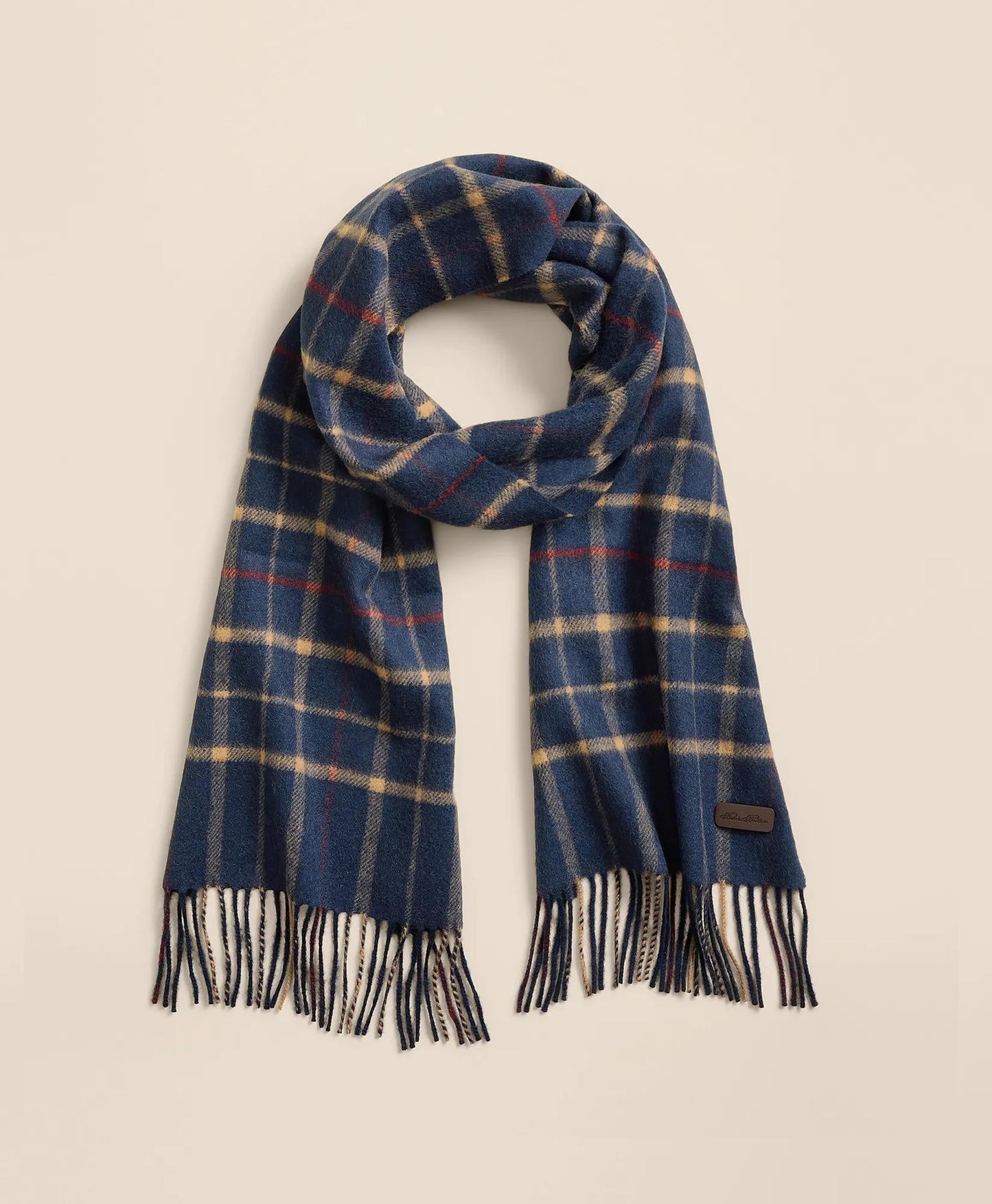 Plaid Camel Hair Windowpane Fringed Scarf | Brooks Brothers discount