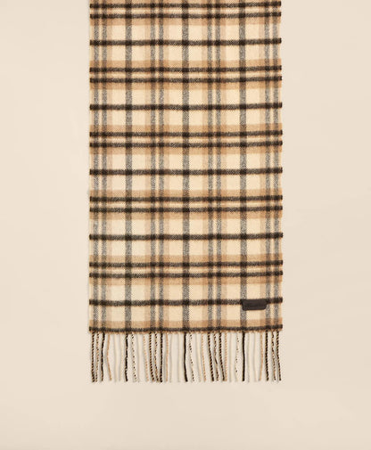 Plaid Camel Hair Windowpane Fringed Scarf | Brooks Brothers online shop