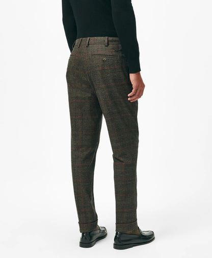 Pleated Side-Tab Pants in Check Cotton Blend | Brooks Brothers for sale