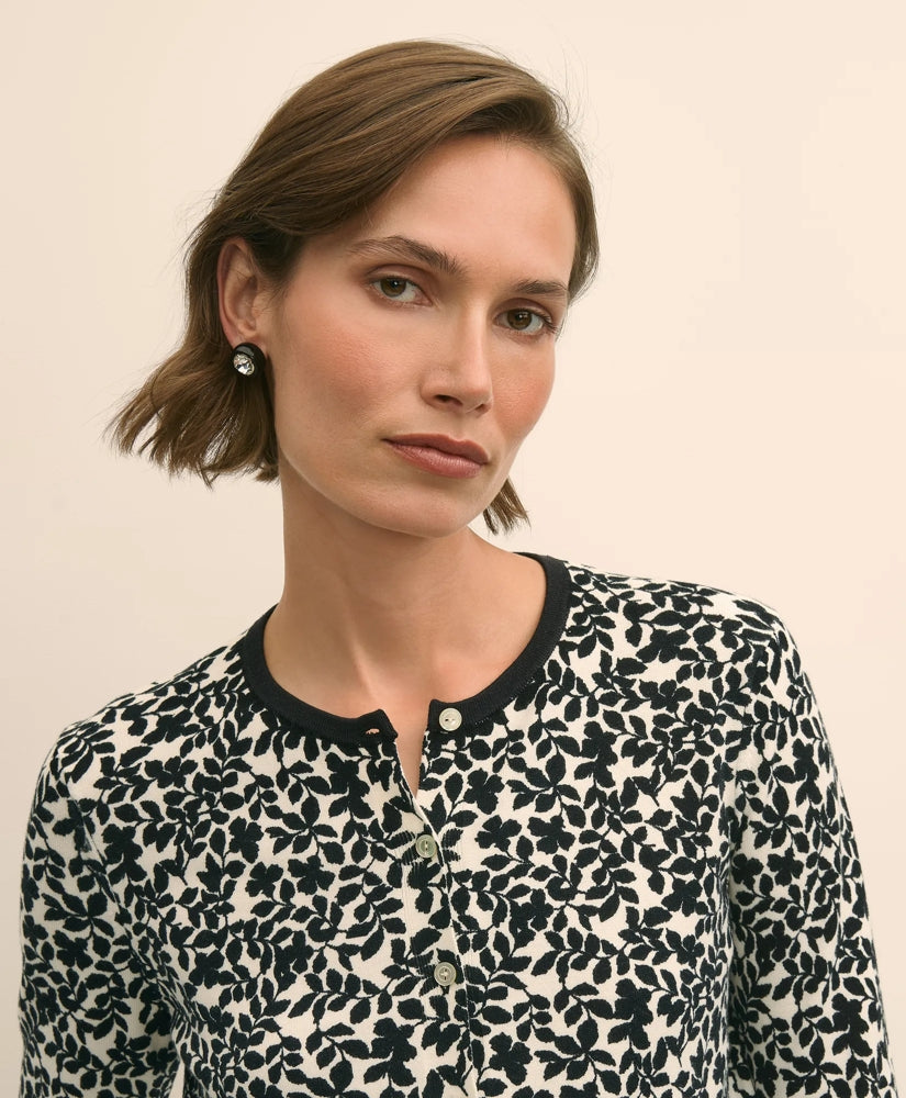 Leaf Print Cotton Cardigan | Brooks Brothers discount
