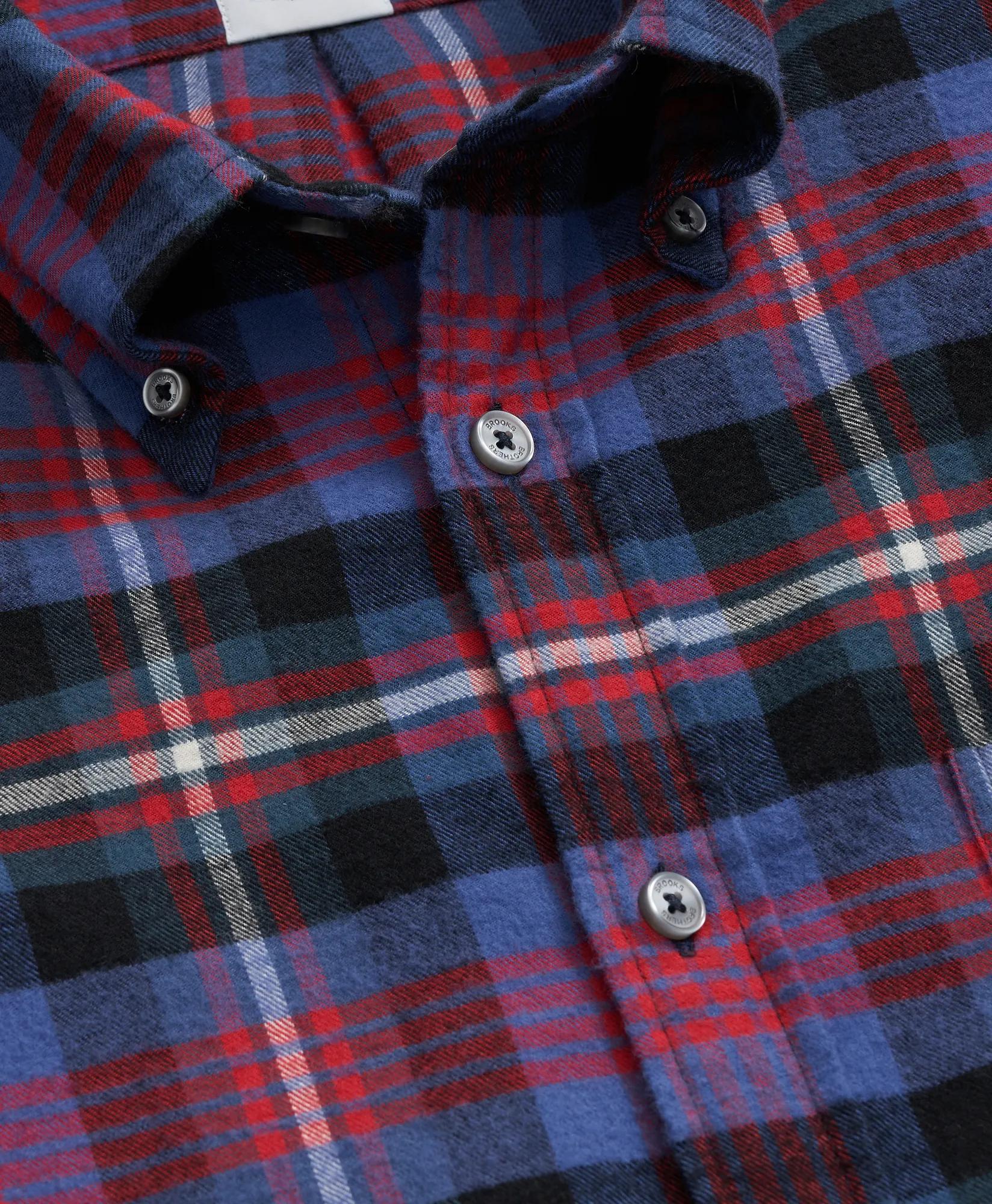 Portuguese Flannel Polo Button Down Collar, Bright Plaid Shirt | Brooks Brothers for sale