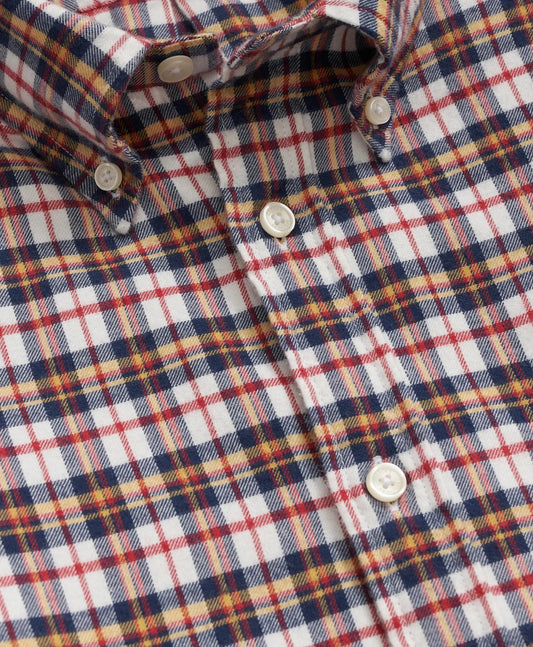 Portuguese Flannel Polo Button Down Collar, Multi-Check Shirt | Brooks Brothers discount