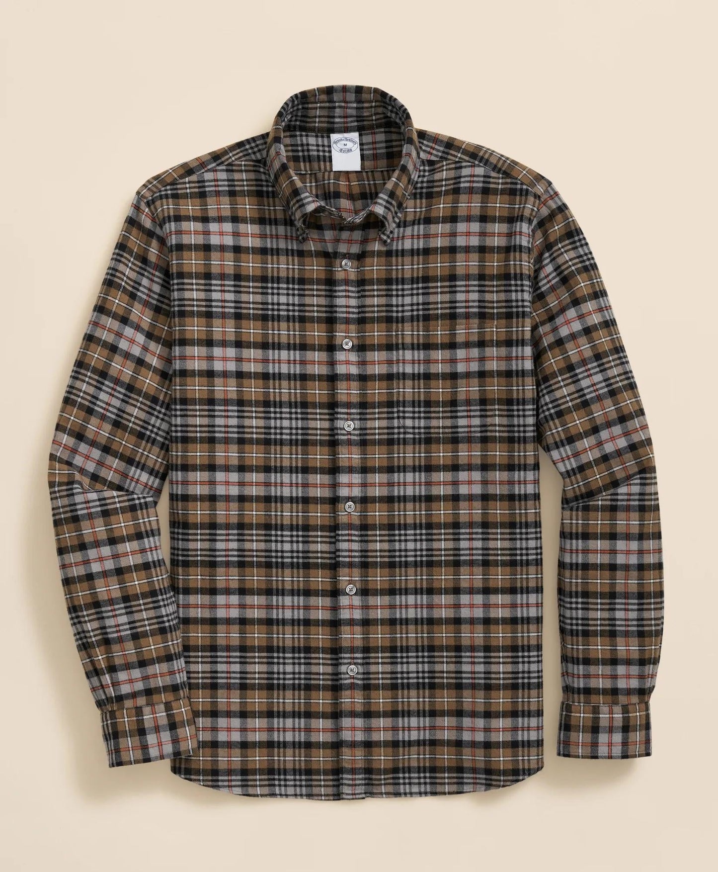Portuguese Flannel Polo Button Down Collar, Plaid Shirt | Brooks Brothers sale