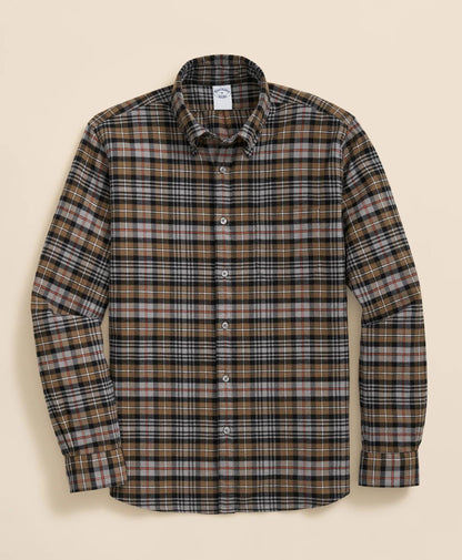 Portuguese Flannel Polo Button Down Collar, Plaid Shirt | Brooks Brothers sale