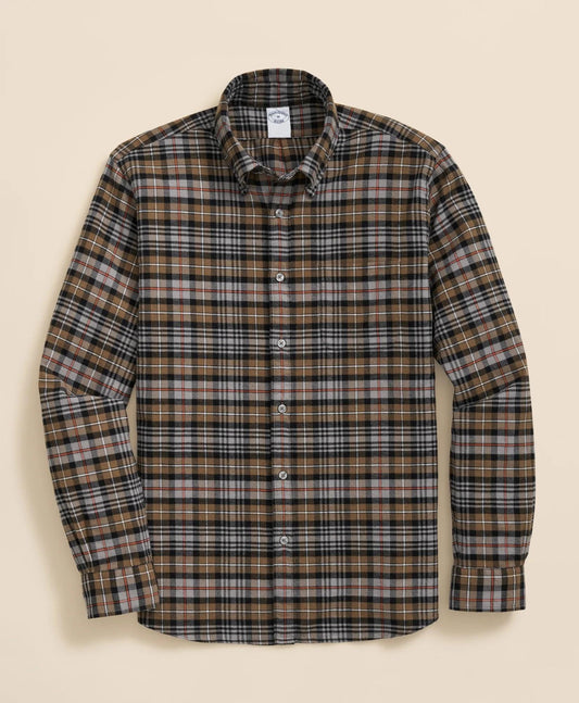 Portuguese Flannel Polo Button Down Collar, Plaid Shirt | Brooks Brothers sale