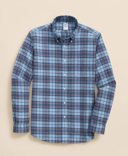 Portuguese Flannel Polo Button Down Collar, Plaid Shirt | Brooks Brothers on sale
