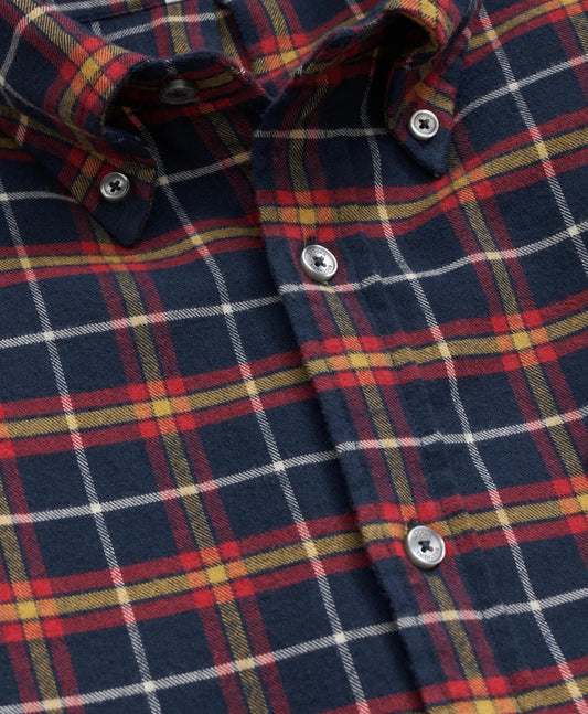 Portuguese Flannel Polo Button Down Collar, WIndowpane Shirt | Brooks Brothers for sale