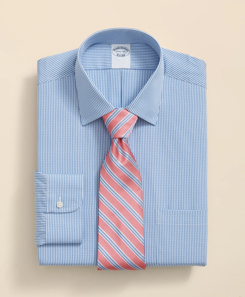 Pure Supima® Cotton Regular-Finish, Ainsley Collar Micro Check Dress Shirt | Brooks Brothers online