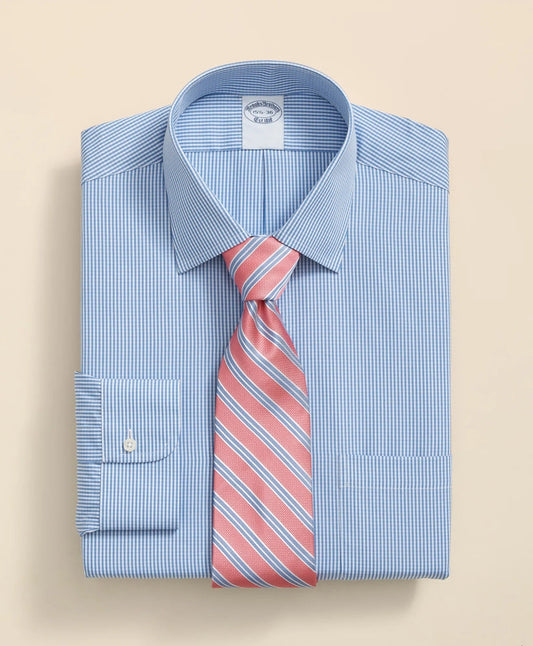 Pure Supima® Cotton Regular-Finish, Ainsley Collar Micro Check Dress Shirt | Brooks Brothers online