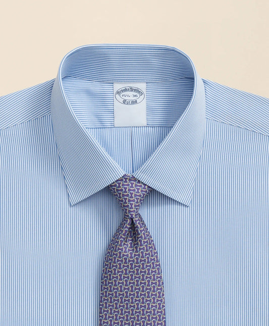 Pure Supima® Cotton Regular-Finish Ainsley Collar, Mini Stripe Dress Shirt | Brooks Brothers sale