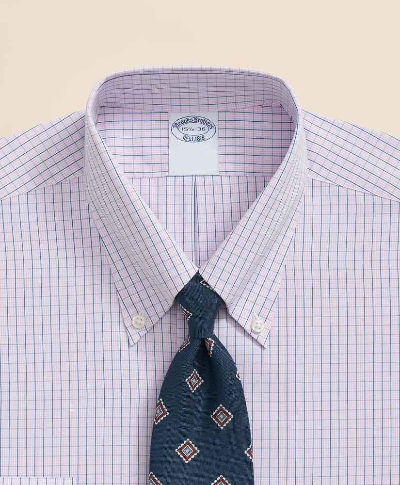 Pure Supima® Cotton Regular-Finish, Polo Button-Down Collar Grid Check Dress Shirt | Brooks Brothers cheap