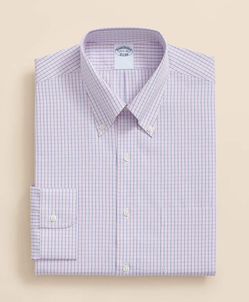 Pure Supima® Cotton Regular-Finish, Polo Button-Down Collar Grid Check Dress Shirt | Brooks Brothers cheap