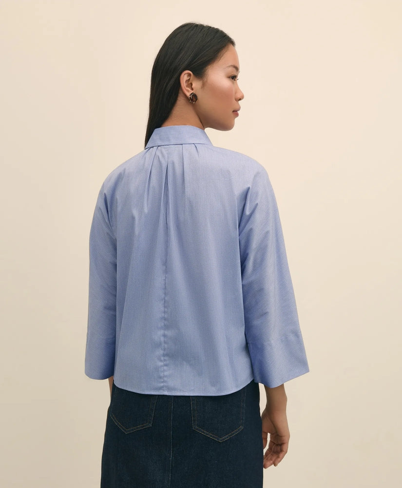 Relaxed Cotton Dobby Shirt With Wide Sleeves | Brooks Brothers cheap