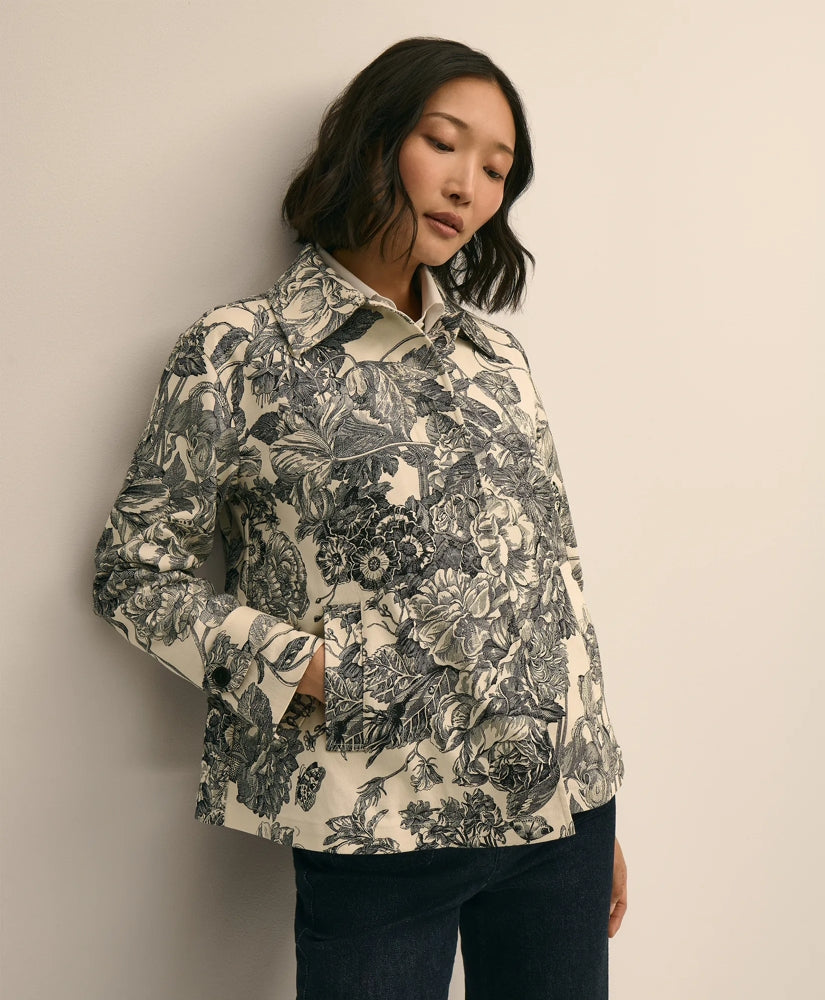 Relaxed Cotton Twill Floral Jacket | Brooks Brothers sale