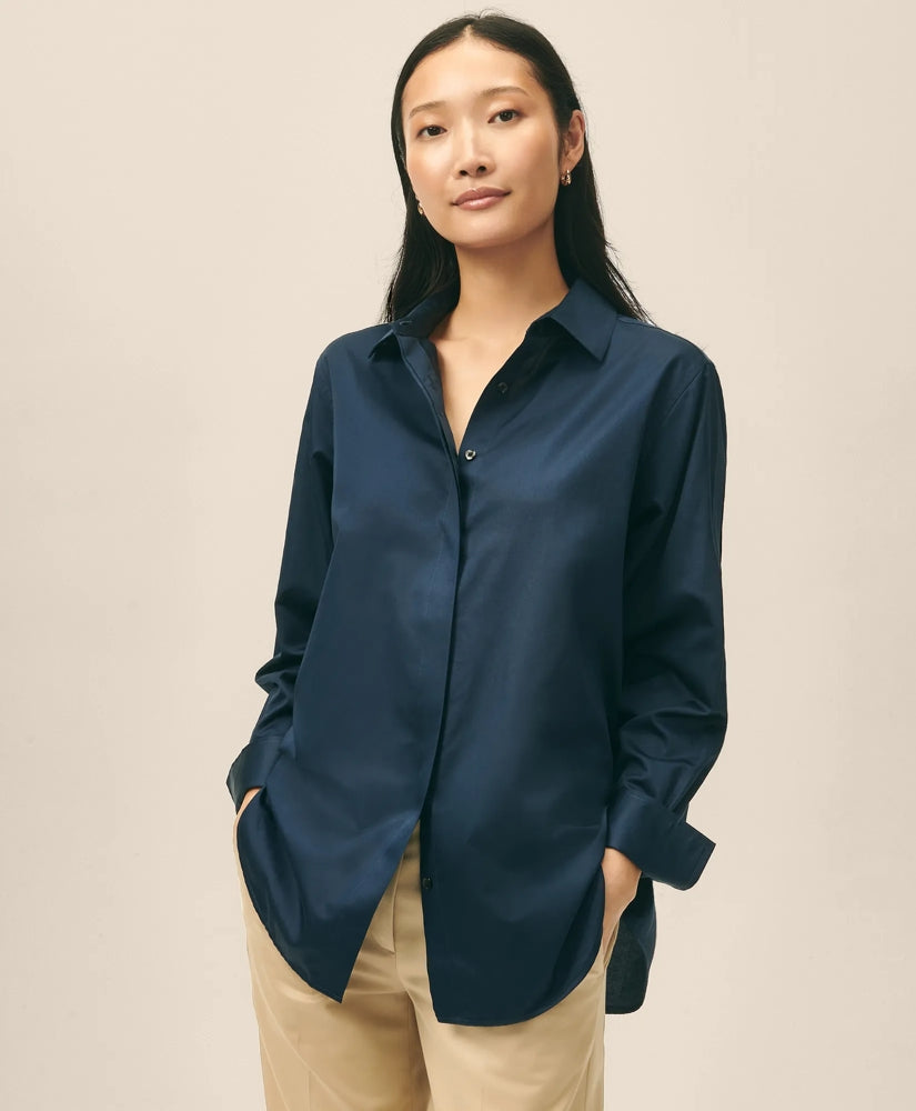 Relaxed Shirt in Supima® Cotton Sateen | Brooks Brothers on sale - US 9037