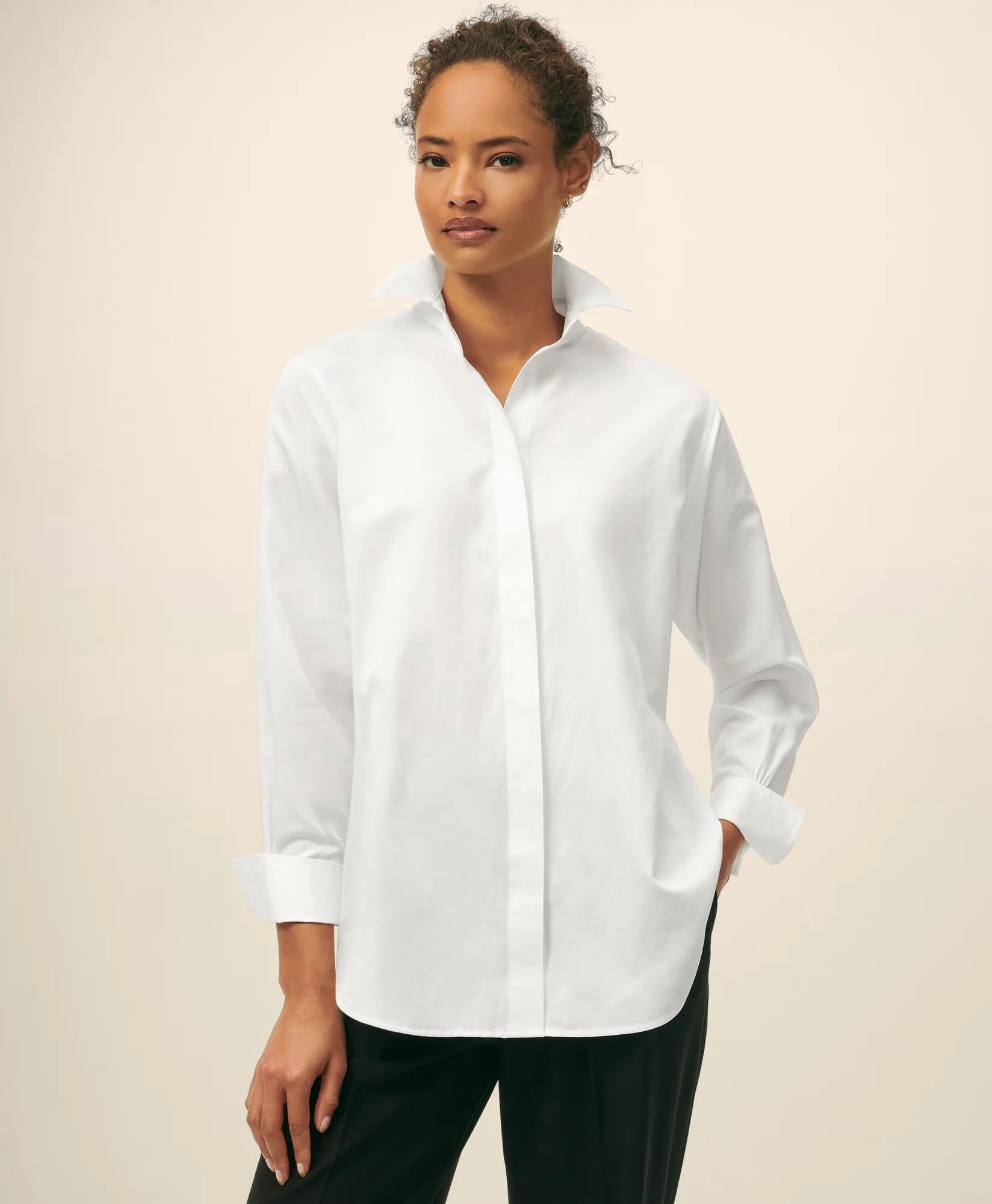 Relaxed Shirt in Supima® Cotton Sateen | Brooks Brothers on sale