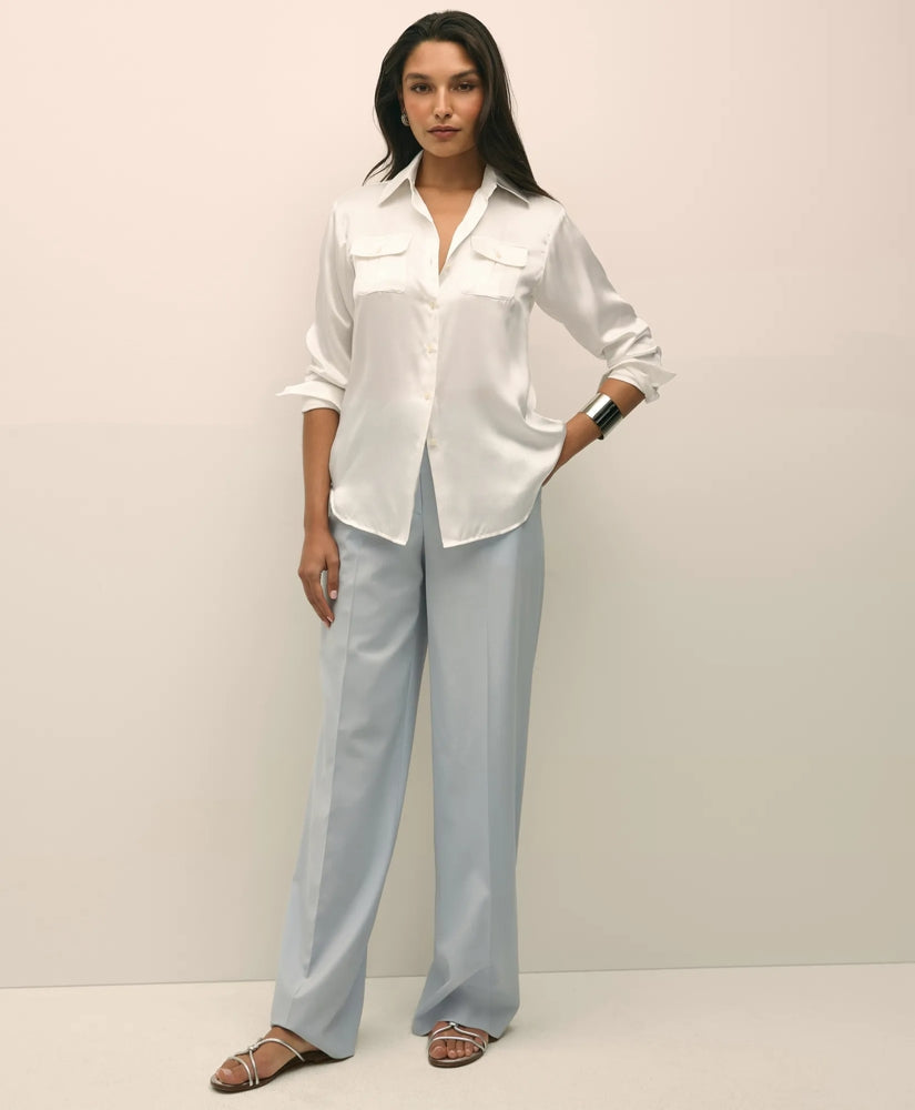 Relaxed Utility Blouse in Washable Silk | Brooks Brothers online shop
