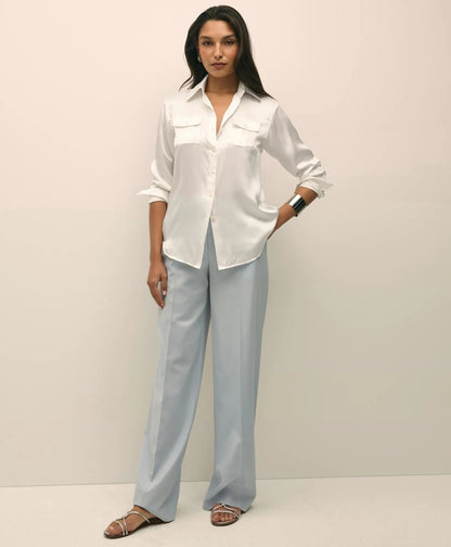 Relaxed Utility Blouse in Washable Silk | Brooks Brothers online shop