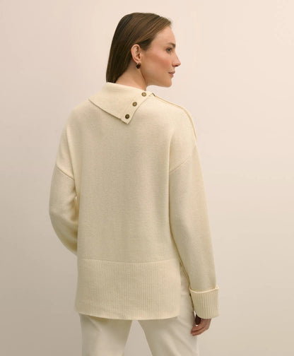 Relaxed Wool-Blend Foldover Snap Collar Sweater | Brooks Brothers sale