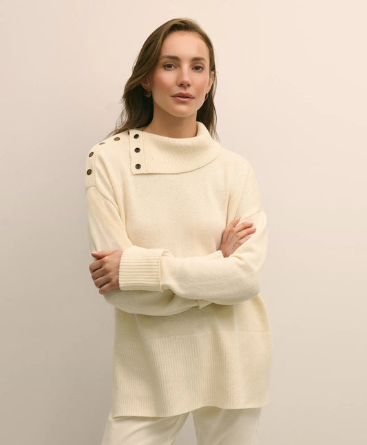 Relaxed Wool-Blend Foldover Snap Collar Sweater | Brooks Brothers sale