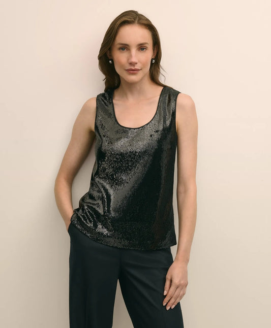 Sequin Scoop Neck Sleeveless Top | Brooks Brothers on sale