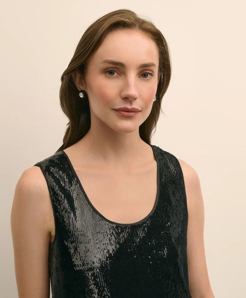 Sequin Scoop Neck Sleeveless Top | Brooks Brothers on sale