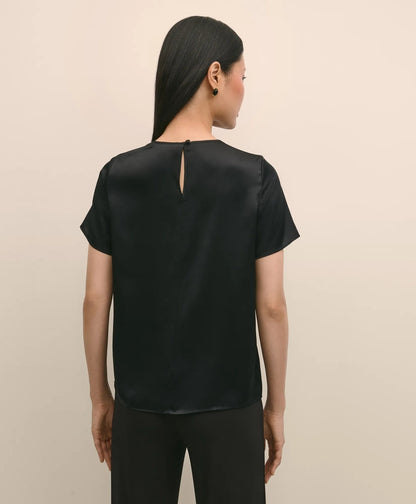 Short-Sleeve Top in Washable Silk Charmeuse | Brooks Brothers sale