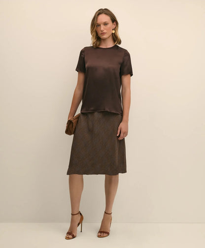 Short-Sleeve Top in Washable Silk Charmeuse | Brooks Brothers online shop