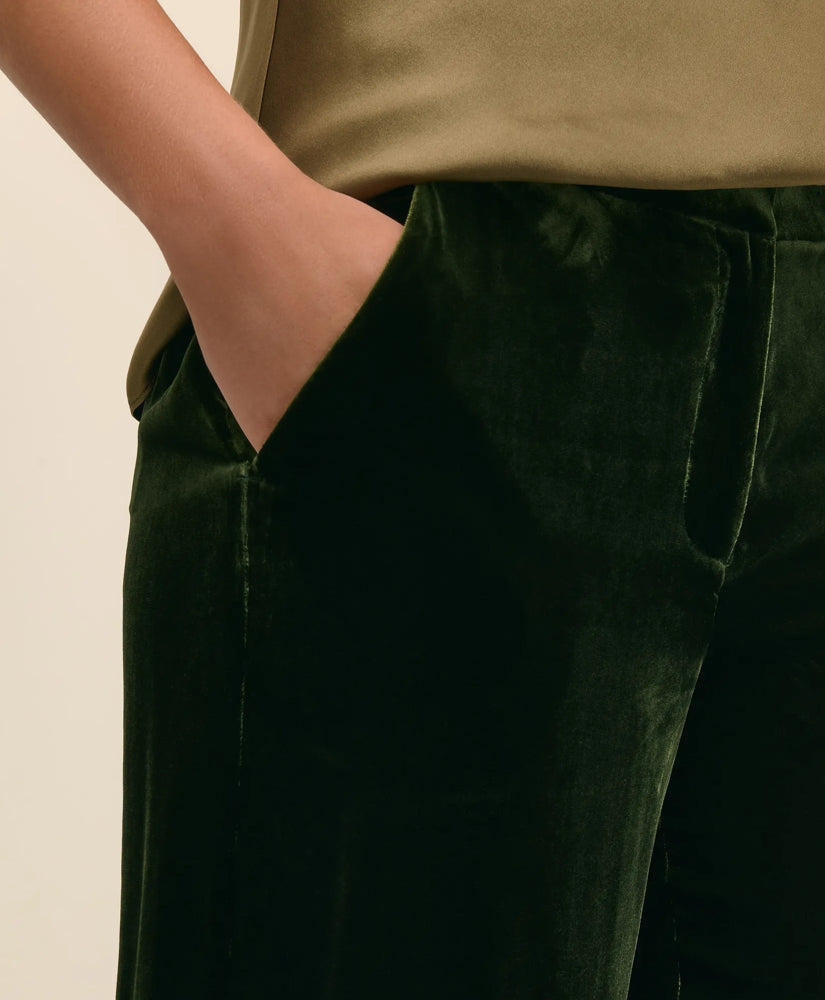 Silk Blend Drapey Velvet Wide-Leg Trouser | Brooks Brothers on sale