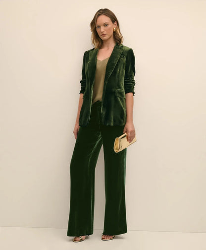 Silk Blend Drapey Velvet Wide-Leg Trouser | Brooks Brothers on sale