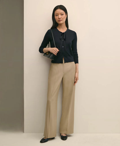 Silk-Blend Bow-Neck Cardigan | Brooks Brothers on sale