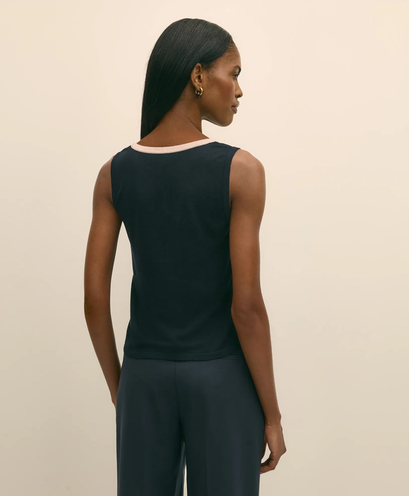 Silk-Blend Tipped Sleeveless Sweater Shell | Brooks Brothers online shop