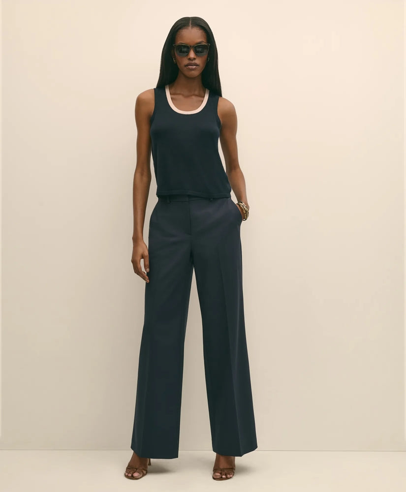 Silk-Blend Tipped Sleeveless Sweater Shell | Brooks Brothers online shop