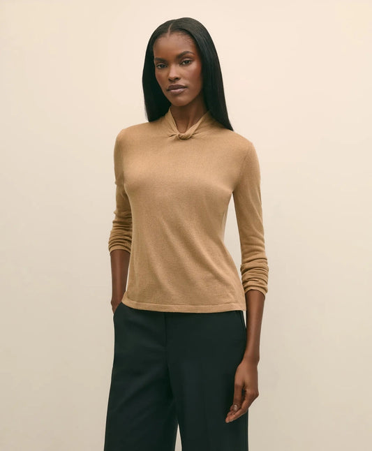 Silk Cashmere Twist Neck Sweater | Brooks Brothers on sale