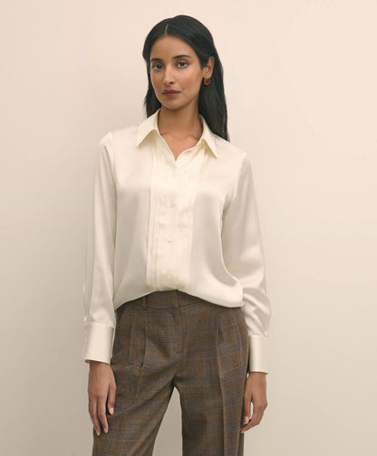 Silk Charmeuse Pintucked Blouse | Brooks Brothers cheap