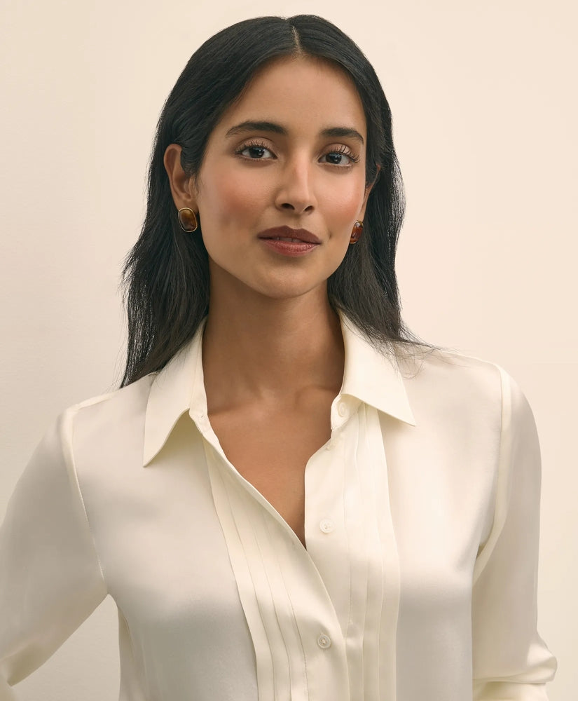 Silk Charmeuse Pintucked Blouse | Brooks Brothers cheap