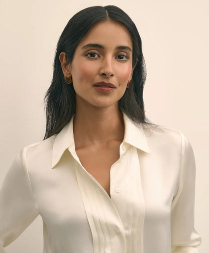 Silk Charmeuse Pintucked Blouse | Brooks Brothers cheap