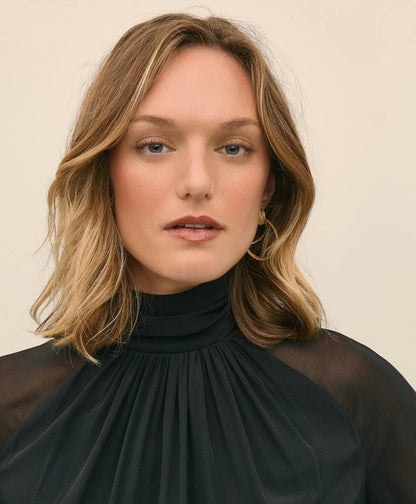 Silk Contrast-Sleeve Blouse | Brooks Brothers discount