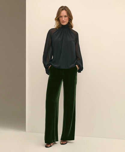 Silk Contrast-Sleeve Blouse | Brooks Brothers discount