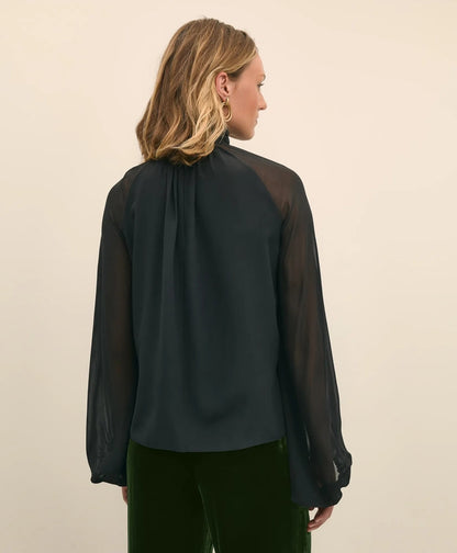 Silk Contrast-Sleeve Blouse | Brooks Brothers discount
