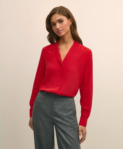 Silk Crepe Notch-Collar Blouse | Brooks Brothers sale - US 4977