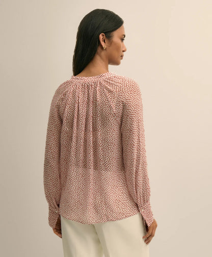 Silk Georgette Heart-Motif Peasant Blouse | Brooks Brothers cheap