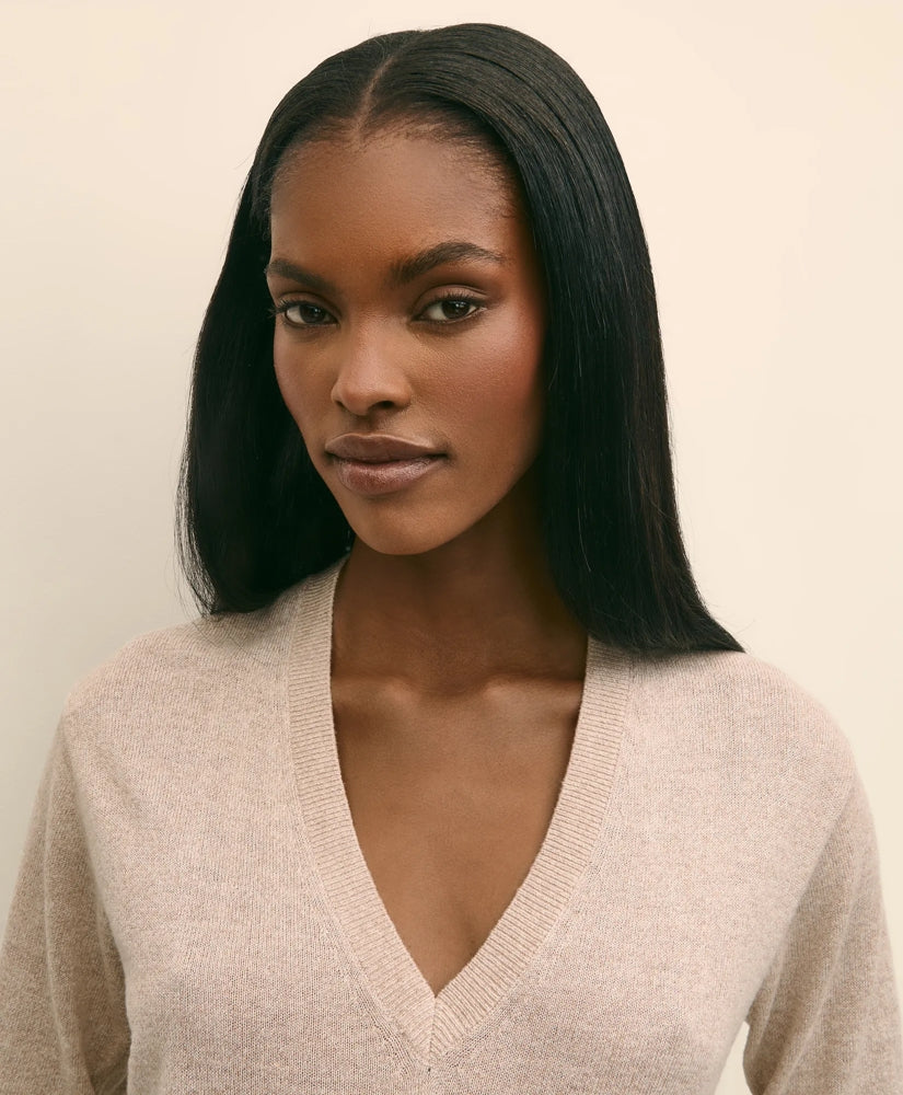 Silk V-Neck Marled Knit Relaxed Sweater | Brooks Brothers discount