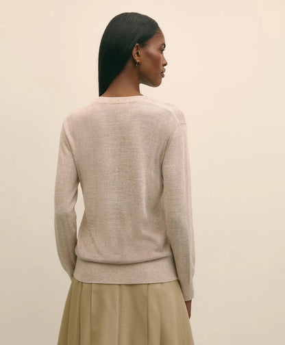 Silk V-Neck Marled Knit Relaxed Sweater | Brooks Brothers discount