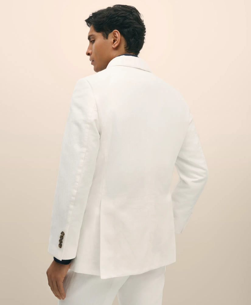 Slim Fit Cotton-Linen Herringbone Double-Breasted Suit Jacket | Brooks Brothers online