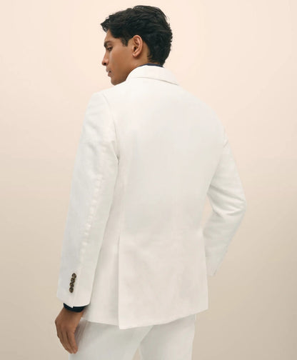Slim Fit Cotton-Linen Herringbone Double-Breasted Suit Jacket | Brooks Brothers online